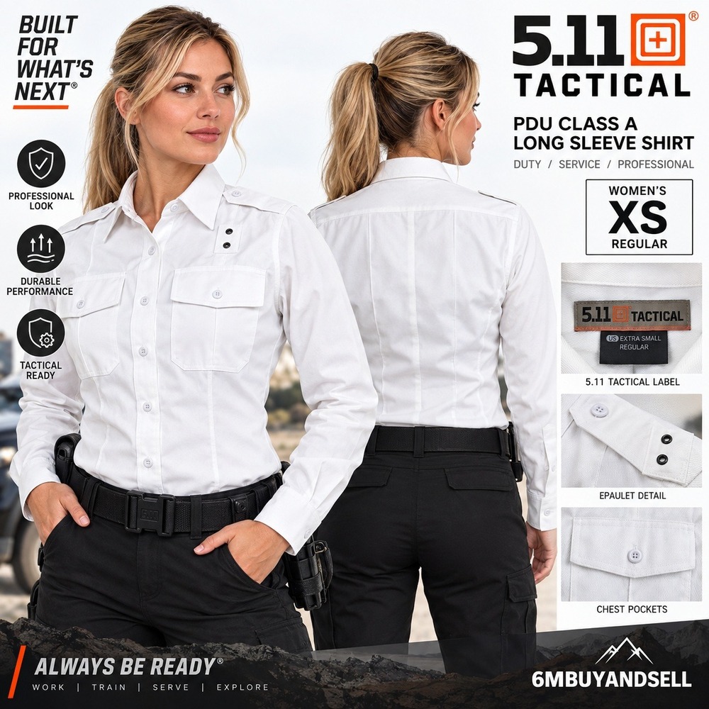 5.11 Tactical PDU Class A Long Sleeve Shirt White 62064-010 Womens XS Regular